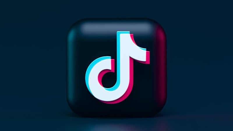 TikTok logo with vibrant cyan and magenta shadows, representing the platform's dynamic and creative identity.