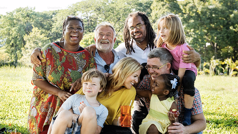 A cozy holiday scene with a family gathered together emphasizing safety and togetherness.