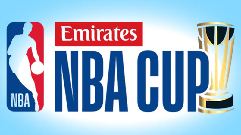 NBA Cup logo featuring the iconic NBA player silhouette and Emirates sponsorship, symbolizing the 2025 championship.