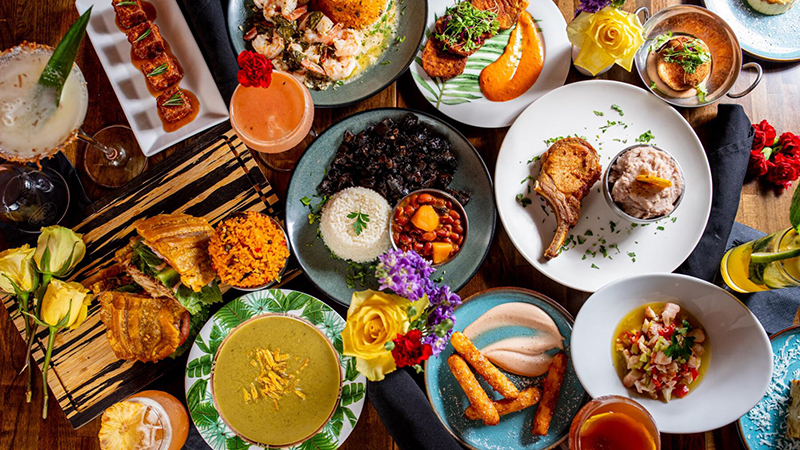 A vibrant table setting with gourmet dishes served during Chicago Restaurant Week.