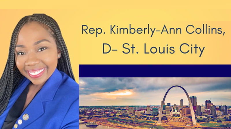Rep. Kimberly-Ann Collins, D-St. Louis City, with the Gateway Arch in the background.