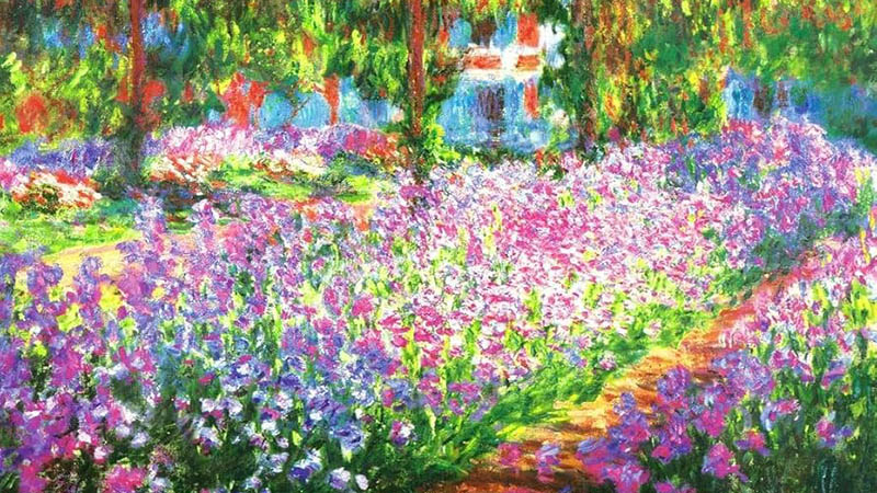 Claude Monet’s Water Lilies painting with serene reflections and impressionistic brushstrokes.