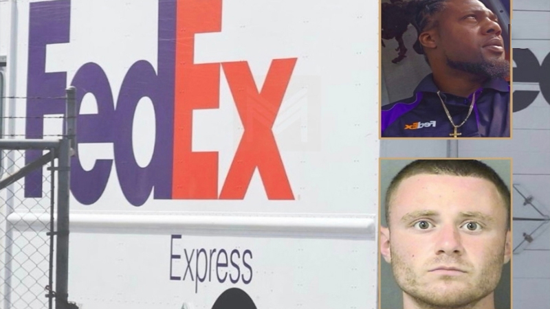 "FedEx truck parked at night, symbolizing the tragic road rage incident involving Nathaniel Padgett and Tyler Vidro.