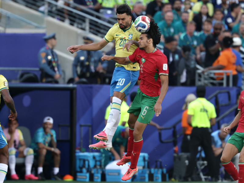 Morocco vs Brazil World Cup opener action image from group stage match