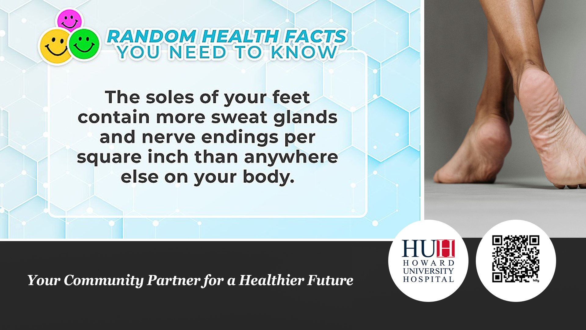 Bare feet walking on a smooth surface illustrating anatomical health and fitness facts.