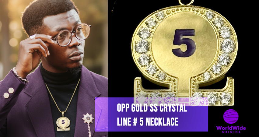 Opp Gold Ss Crystal Line #5 Necklace, a Black Greek jewelry piece celebrating Omega Psi Phi and Black History Month
