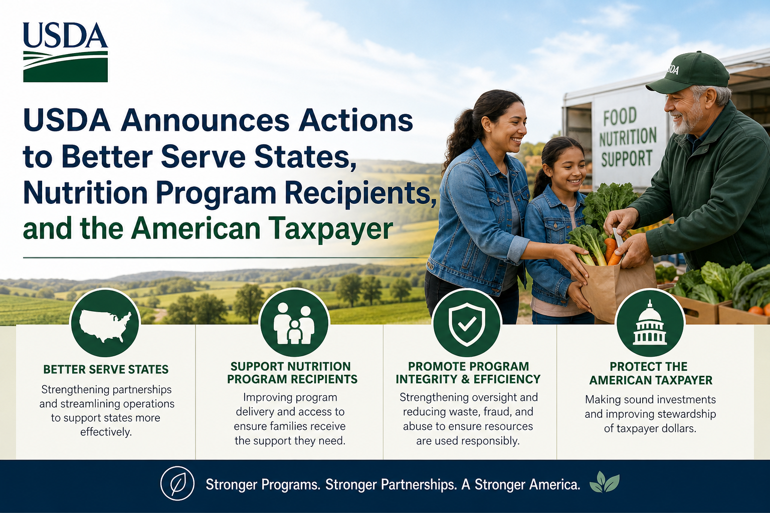 USDA Announces Actions to Better Serve States, Nutrition Program Recipients, and the American Taxpayer
