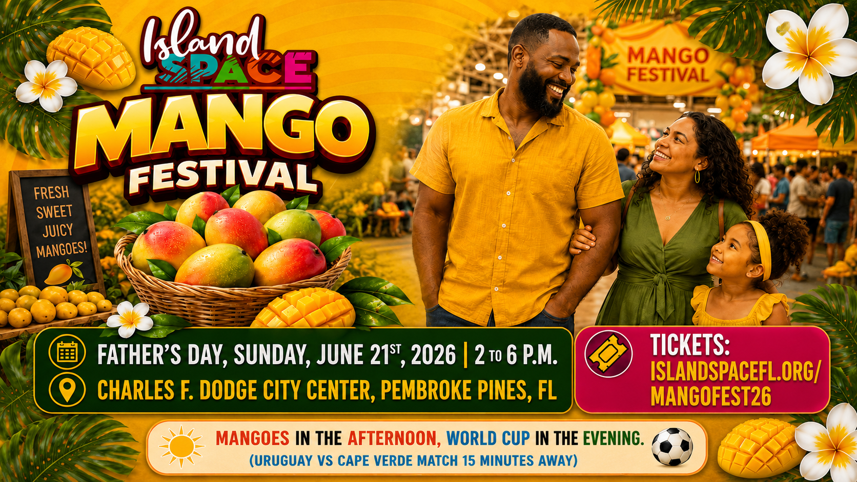 Celebrate Father’s Day & Mango Festival at Island SPACE Before the June 21 World Cup Match in South Florida!