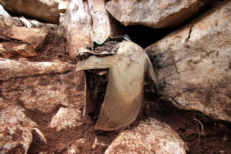 VIDEO: Scientists Find Ancient Greek Warrior Buried With His Helmet On