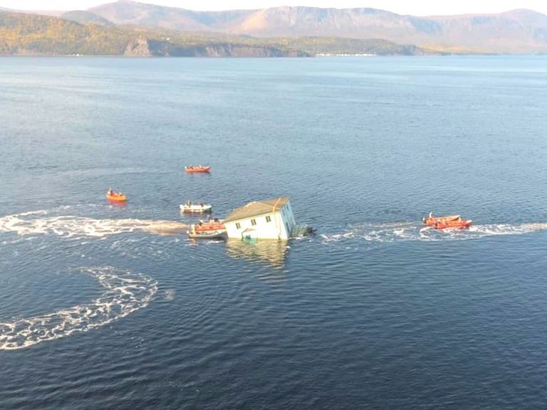 VIDEO: Flow No! How Plan To Float House Over A Bay Sprung A Leak When The Boat Broke Down