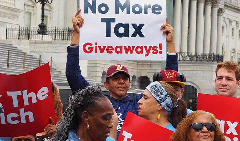 Progressive Groups Rally in D.C. for Tax Justice, Urge Higher Corporate Taxes