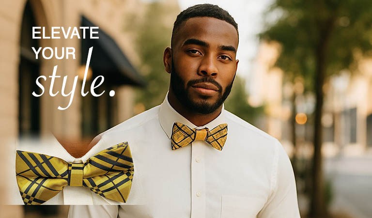 Elevate Your Style: Alpha British Gold Bow Tie for Greek Life