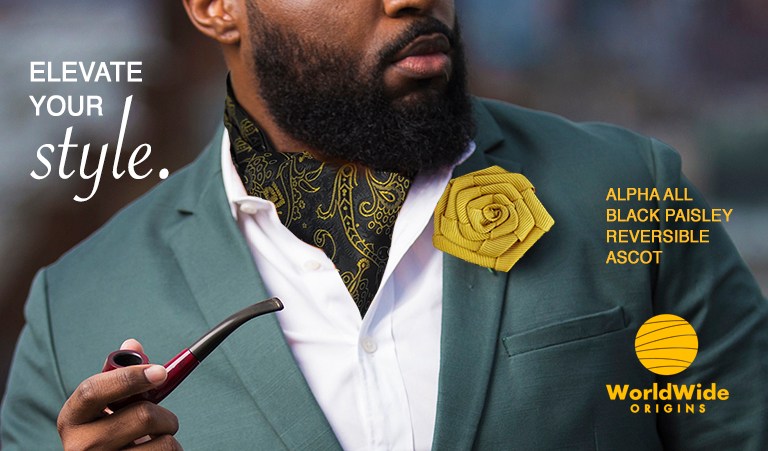Mastering Greek Style: The Art of Wearing the Alpha All Black Paisley Reversible Ascot in Black Greek Apparel
