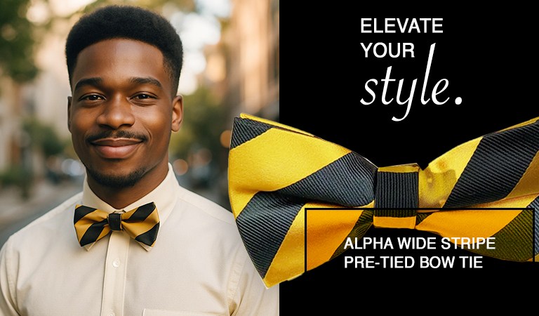 Elevate Your Look: The Alpha Wide Stripe Pre-tied Bow Tie