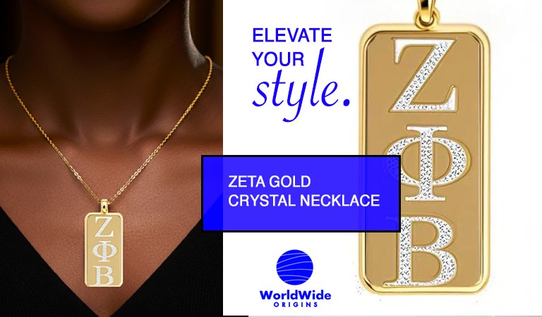 Shop Zeta Phi Beta Gifts: Stunning Gold Crystal Necklace