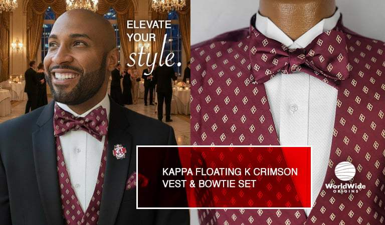 Level Up Your Look With The K A Psi Mens Vest and Bowtie Edition: Introducing The Kappa Floating K Crimson Vest Set