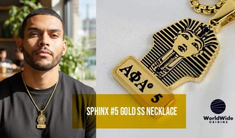 Greek Paraphernalia and Black Greek Jewelry: Discover the Sphinx #5 Gold Ss Necklace