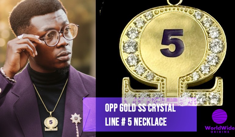 Celebrate Omega Psi Phi with the Opp Gold Ss Crystal Line #5 Necklace