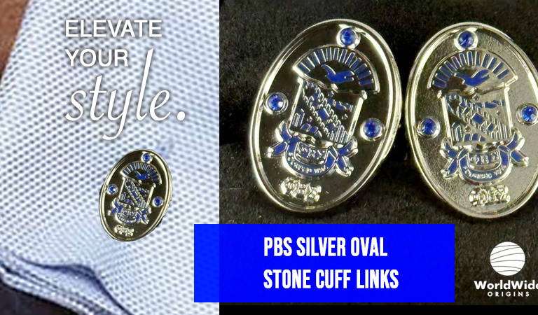 Phi Beta Sigma Silver Oval Stone Cuff Links: A Statement of Distinction