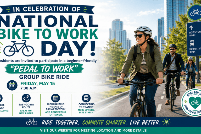 Join the Beginner-Friendly “Pedal to Work” Ride for National Bike to Work Day – May 15