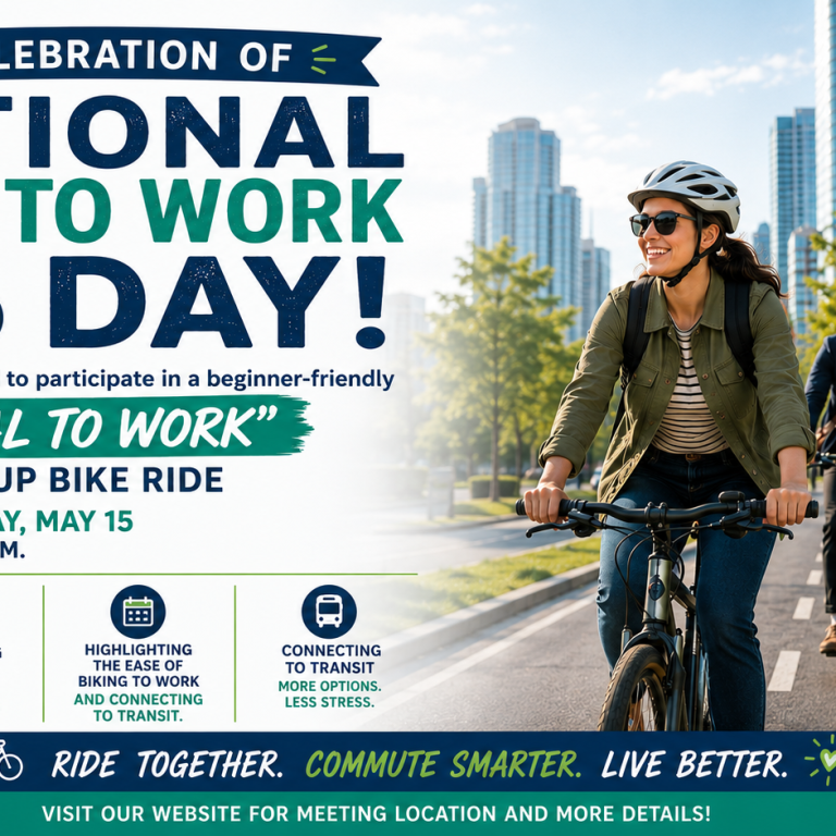 Join the Beginner-Friendly “Pedal to Work” Ride for National Bike to Work Day – May 15