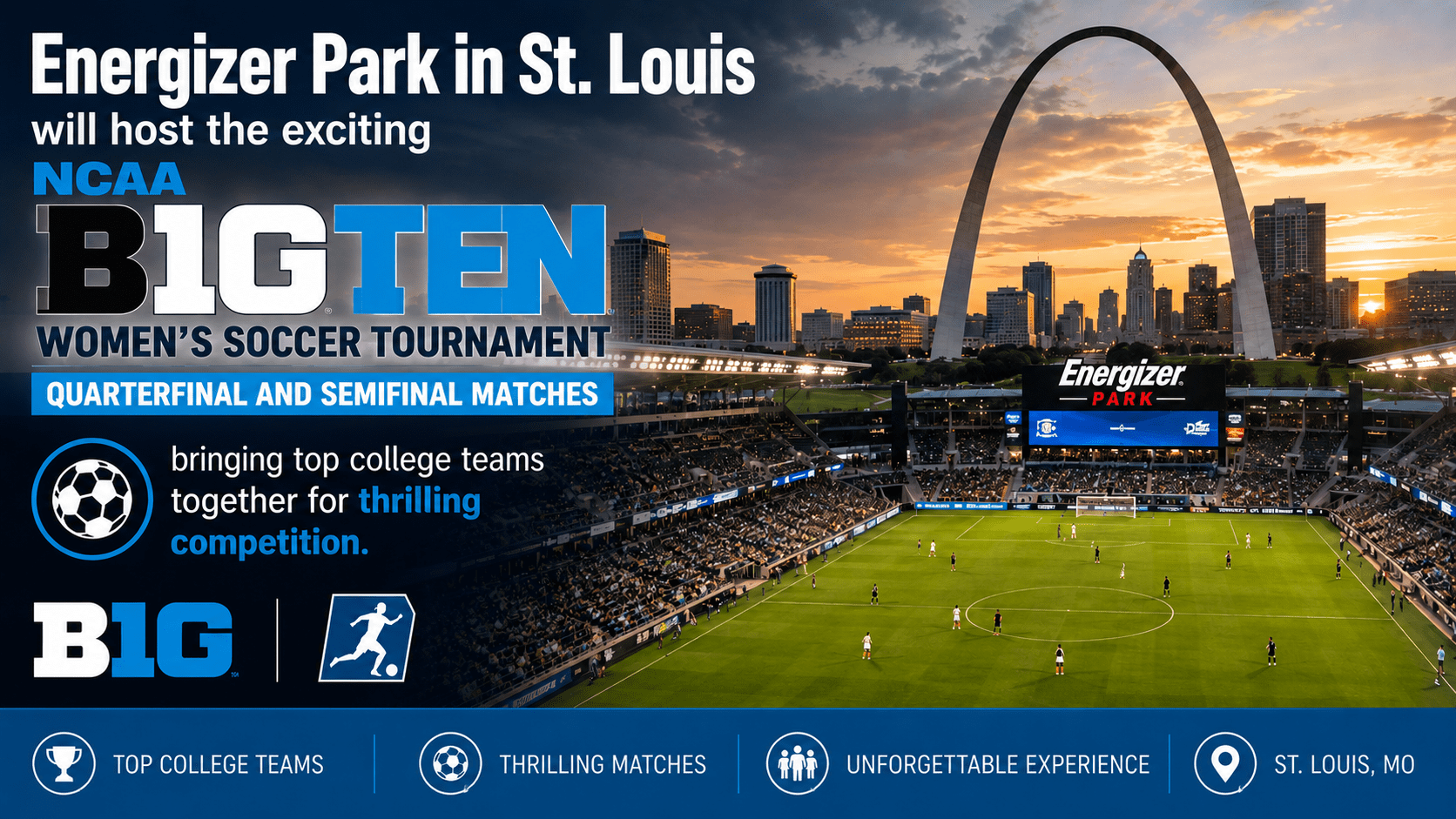 Energizer Park to Host NCAA Big Ten Women’s Soccer Tournament Quarterfinal and Semifinal Matches
