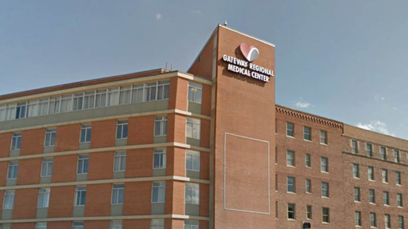 Gateway Regional Medical Center building in Granite City Illinois during regional healthcare review