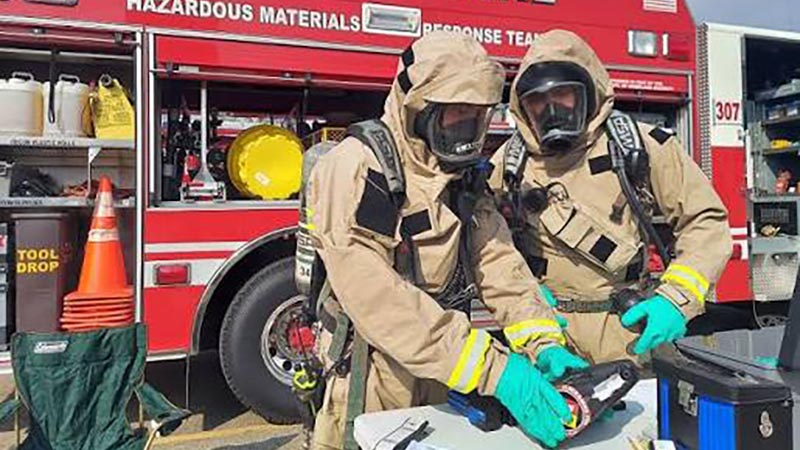 St. Clair County hazmat response team securing an industrial site for Metro East regional accountability.
