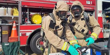 St. Clair County hazmat response team securing an industrial site for Metro East regional accountability.