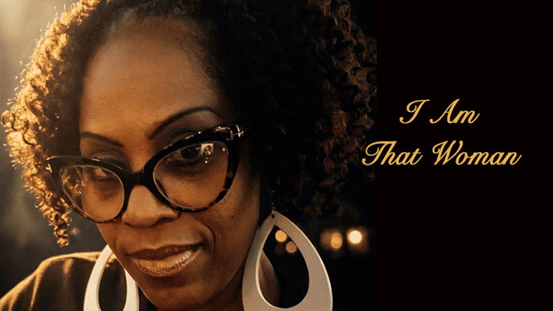 I Am THAT Woman stage play graphic presentation featuring dramatic golden typography