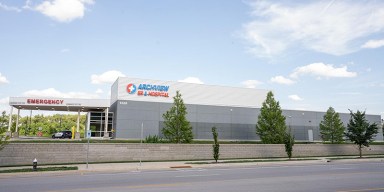 Exterior of Archview ER and Hospital building located on North Jefferson Avenue in St. Louis.