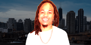Chicago rapper Q50 Mikquale in urban streetwear looking into the camera.