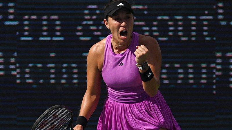 Jessica Pegula returns a shot during the 2026 US Open, spotlighted in the best sports stories this week.
