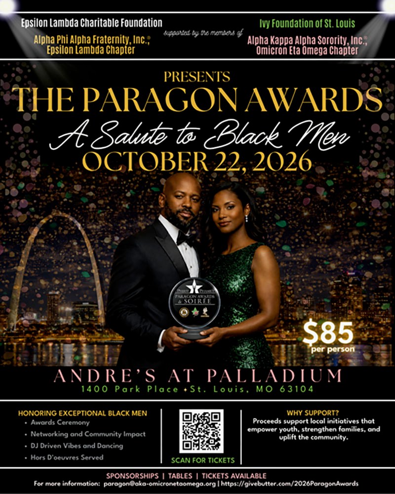 Official event graphic for the 2026 Paragon Awards: A Salute to Black Men in St. Louis