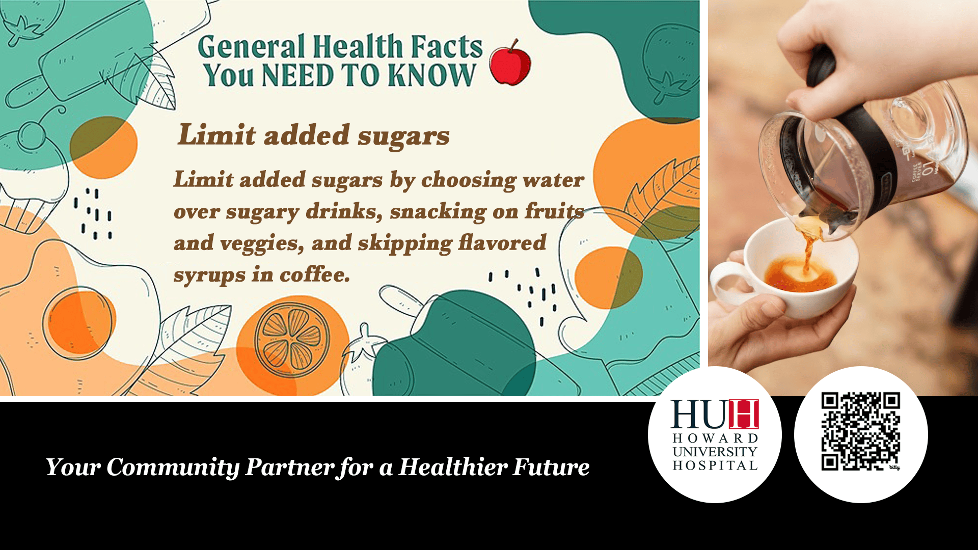 Pouring black coffee into a cup beside a glass carafe to demonstrate limiting added sugars.