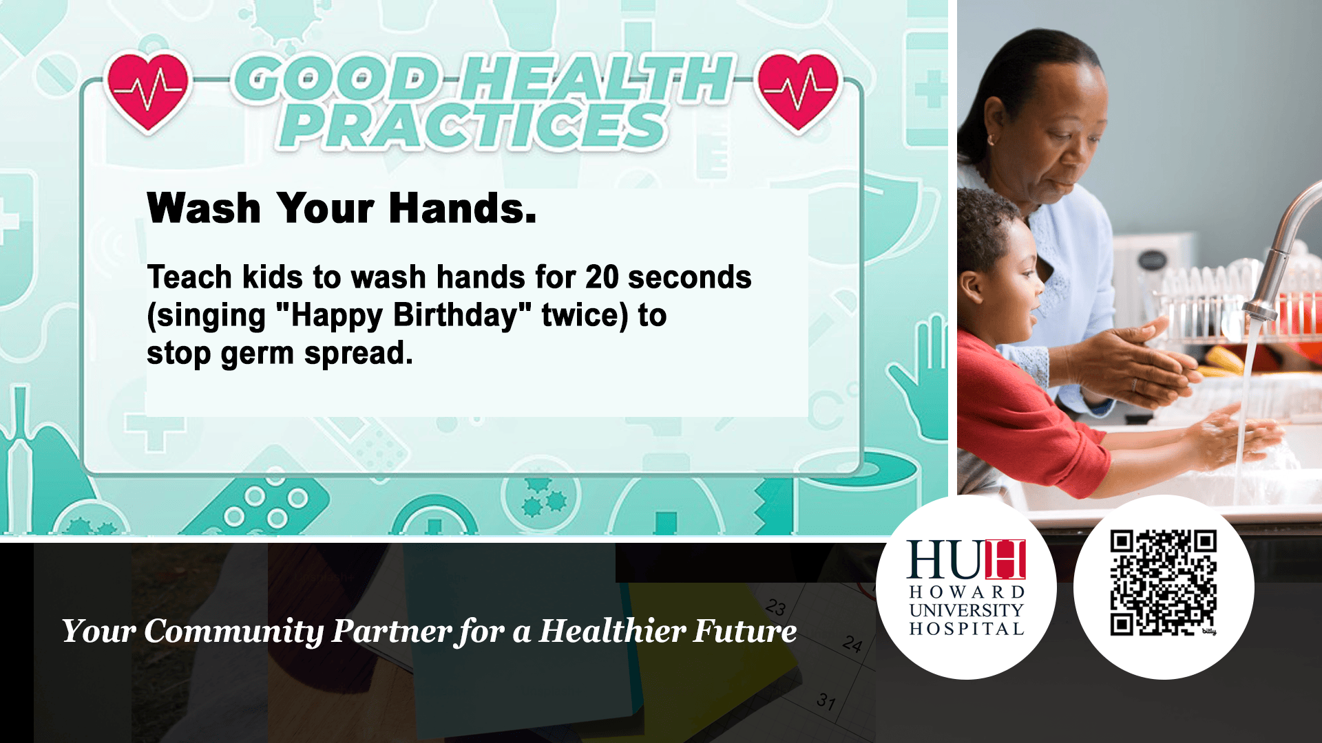 Mother guiding her son through proper 20-second handwashing at a home sink.